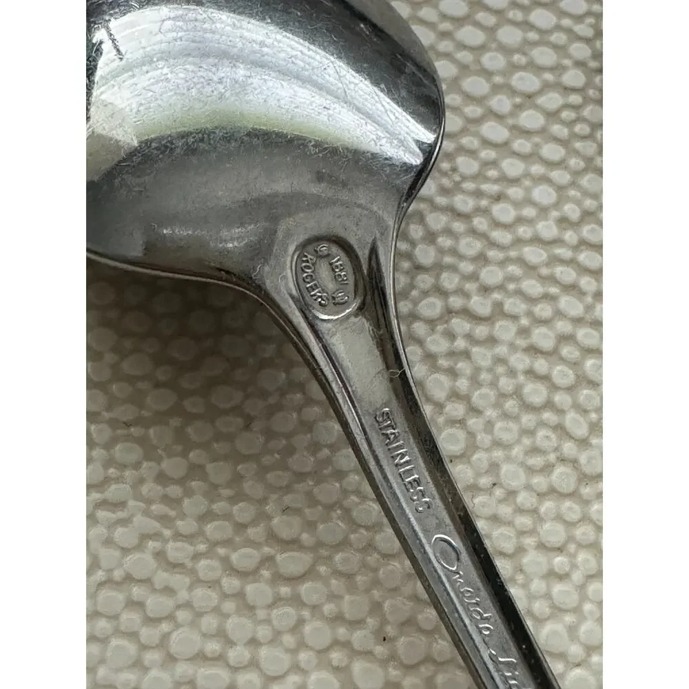 5 Oneida 1881 Rogers Stainless Glossy Wyndham Iced Tea Spoon Distinction 8 13/16